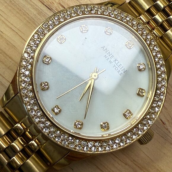 Anne Klein New York Womens Gold-Tone Watch With Crystal Accents & Mother-Of-Pear - Picture 14 of 14